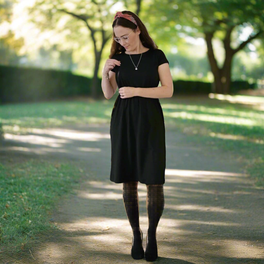 Classic Black Zip Breastfeeding Dress - MilkyMoon