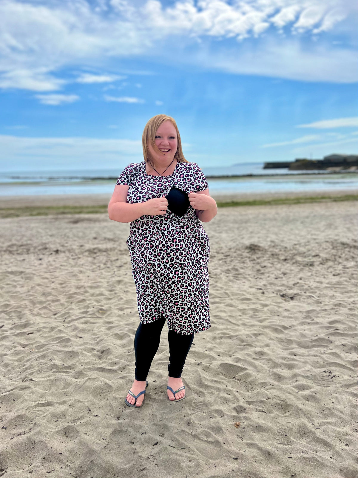 breastfeeding dress in pink leopard