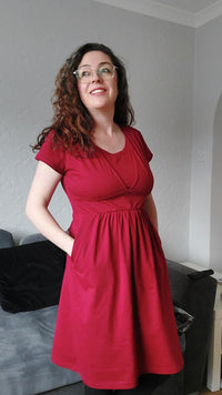 Burgundy Red Cotton Breastfeeding Dress
