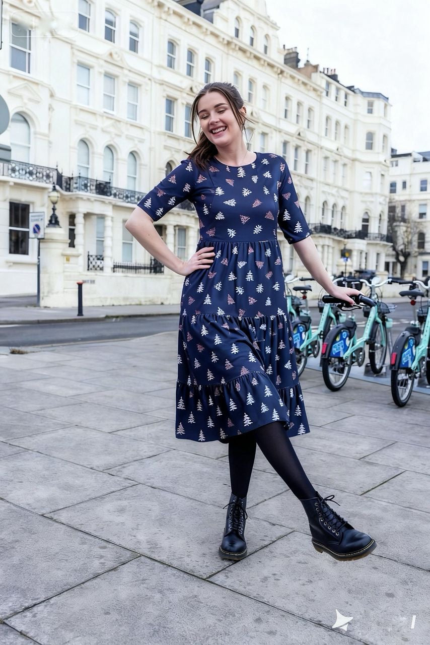 The Midi Breastfeeding Dress - Brown Leopard Tree
