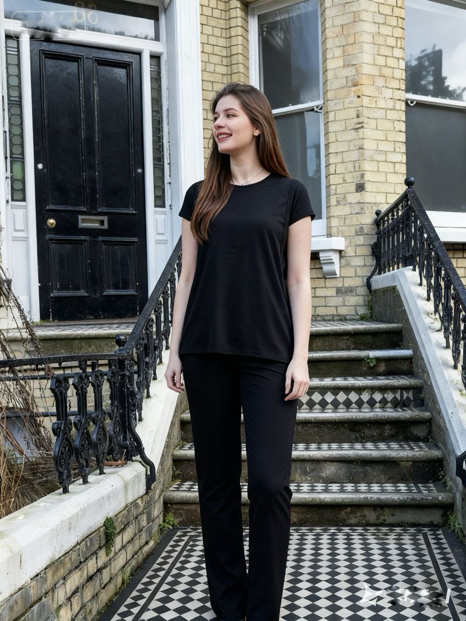 Mum stood in doorway in breastfeeding loungewear by milkymoon