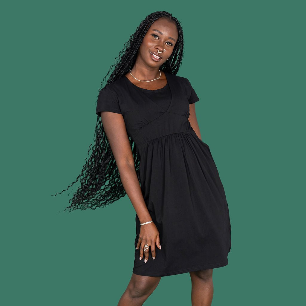 Brooke Black Breastfeeding Dress - Stylish Mum and now MilkyMoon