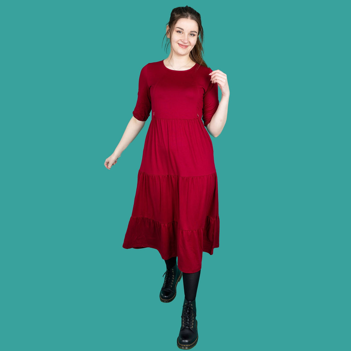 The Midi Breastfeeding Dress - Burgundy