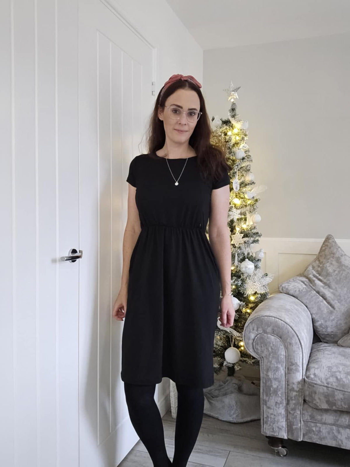 black dress breastfeeding Holy Grail Nursing Dress - Short Sleeve - Black