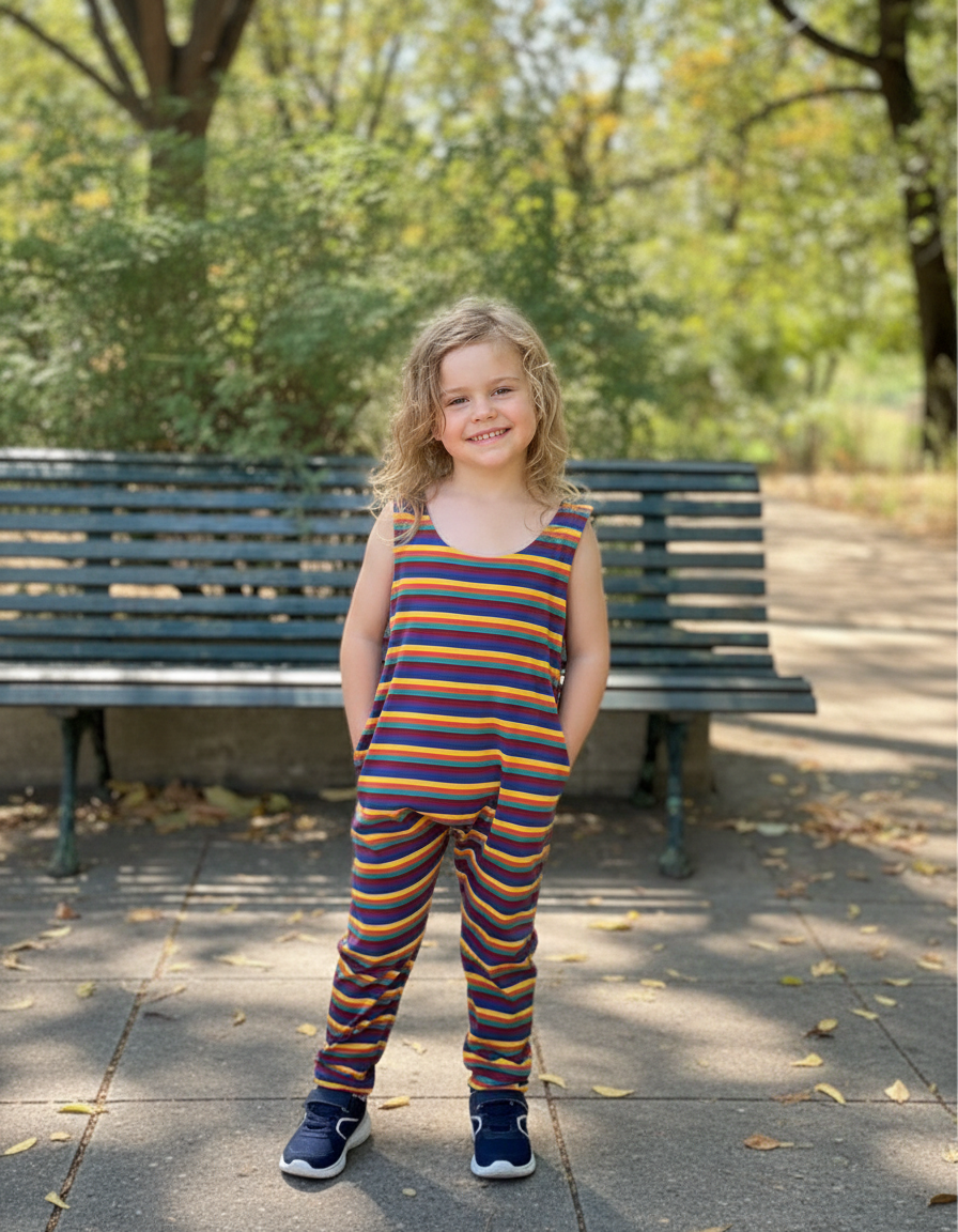 Hazel Stripe Super Soft Cotton Dungarees