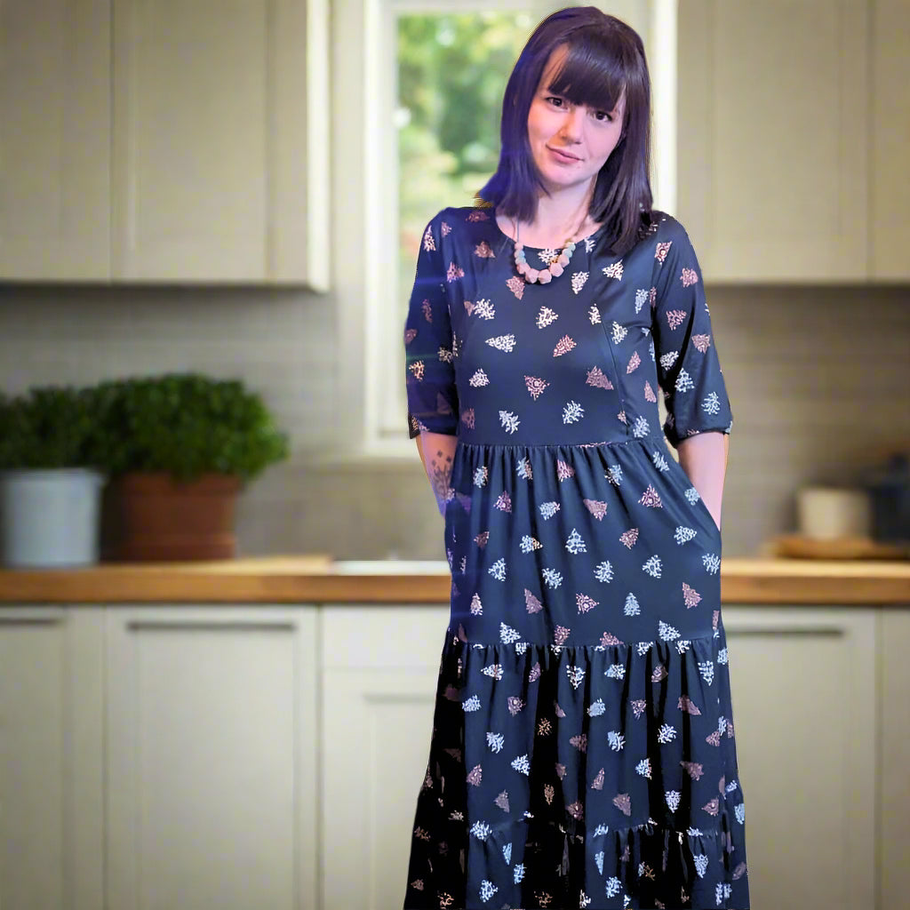 The Midi Breastfeeding Dress - Brown Leopard Tree