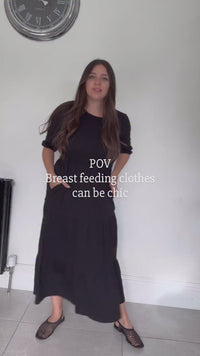 black midi breastfeeding dress by milkymoon