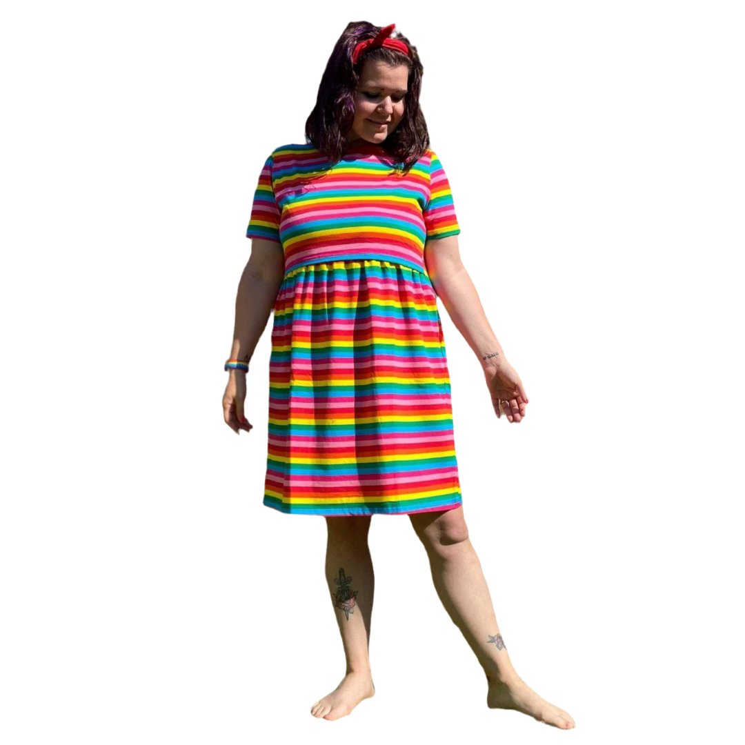 Rainbow Breastfeeding Skater Dress - Stylish Mum