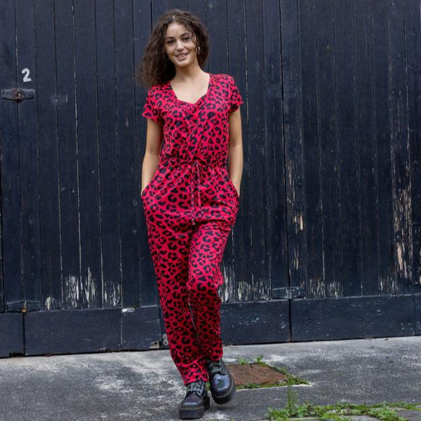 Red Leopard Breastfeeding Jumpsuit - Stylish Mum