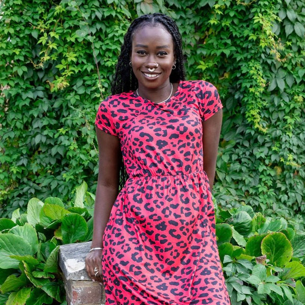 Red Leopard Print Breastfeeding Dress - Stylish Mum