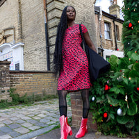 Red Leopard Print Breastfeeding Dress - Stylish Mum