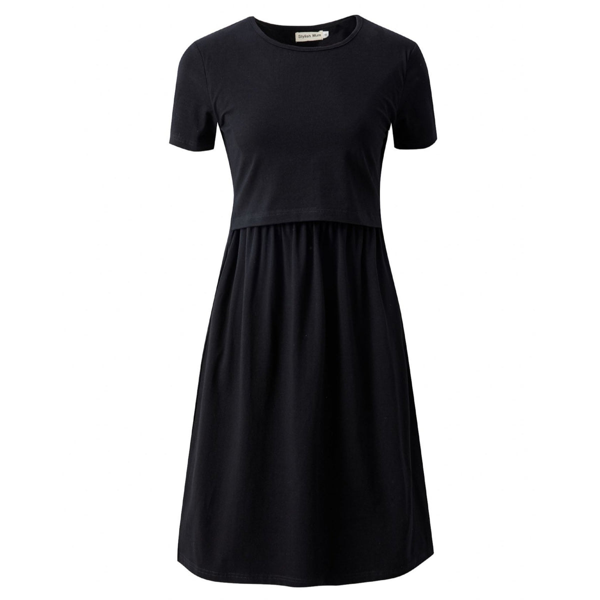 Casey Black Breastfeeding Skater Dress - Stylish Mum nursing dresses UK