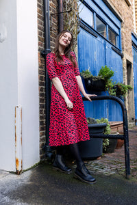 Evelyn Leopard Midi Breastfeeding Dress - Stylish Mum