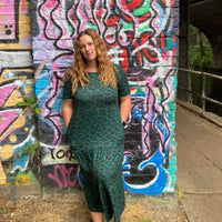 Grace Green Leopard Midi Breastfeeding Dress - Stylish Mum