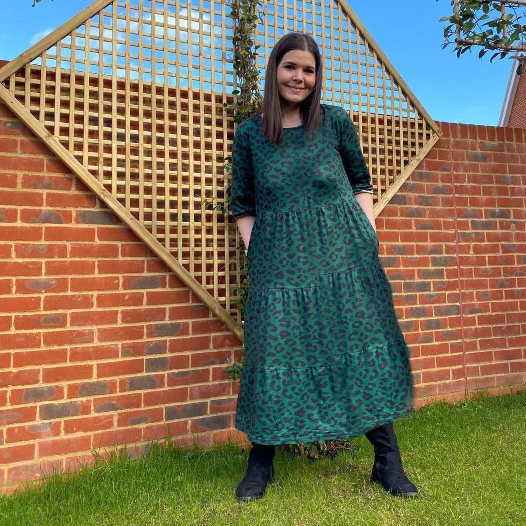 Grace Green Leopard Midi Breastfeeding Dress - Stylish Mum breastfeeding clothes