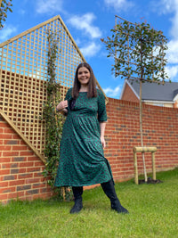 Grace Green Leopard Midi Breastfeeding Dress - Stylish Mum