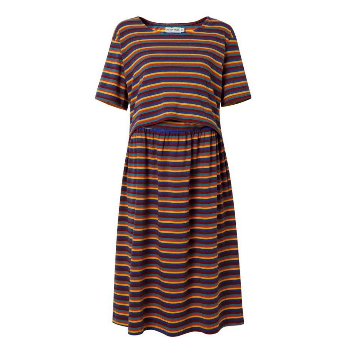 Hazel Stripe Skater Breastfeeding Dress - Stylish Mum