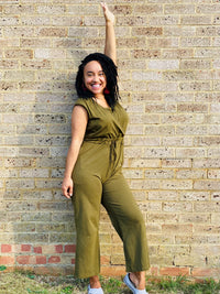 Kerry Khaki Breastfeeding Jumpsuit - Stylish Mum nursing jumpsuit UK