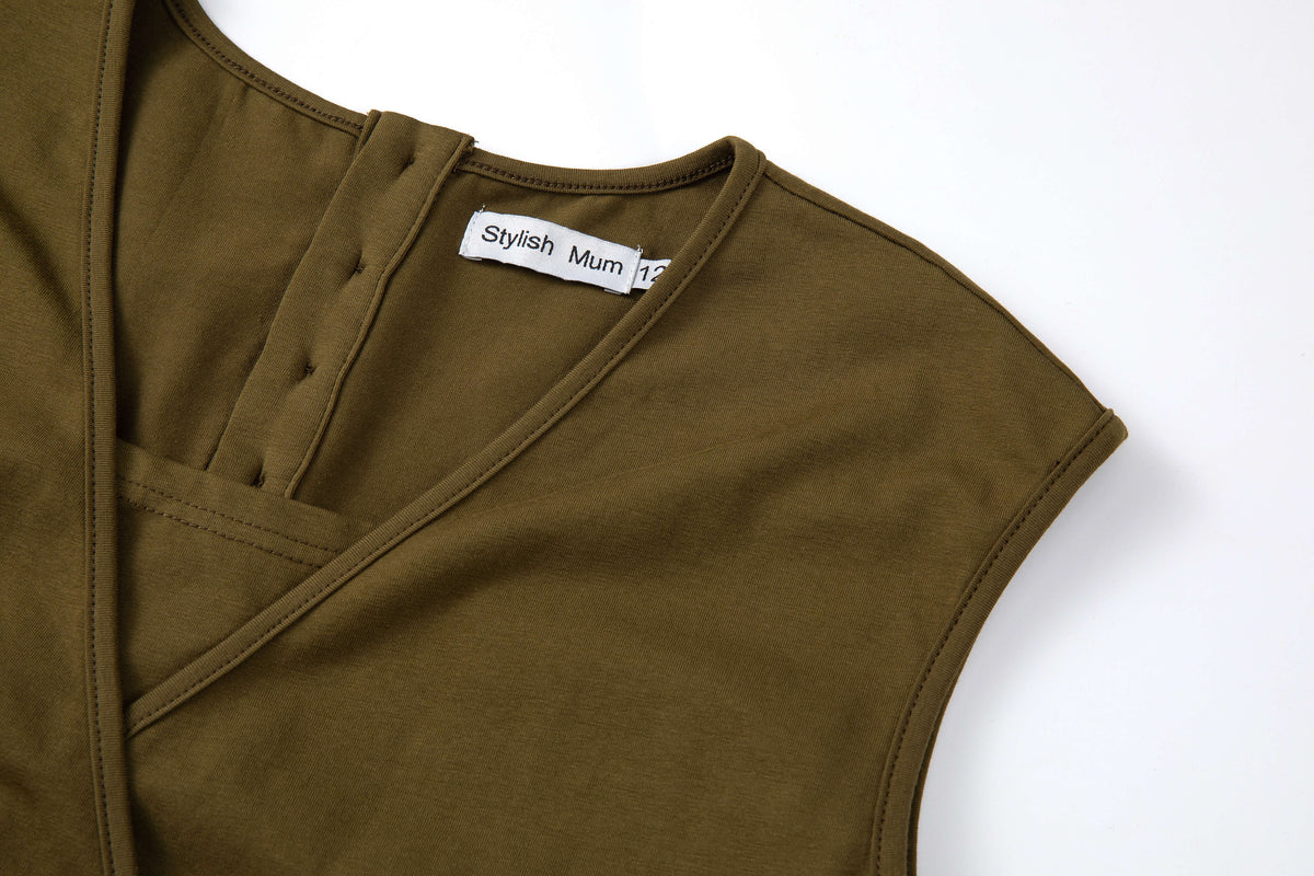 Kerry Khaki Breastfeeding Jumpsuit - Stylish Mum