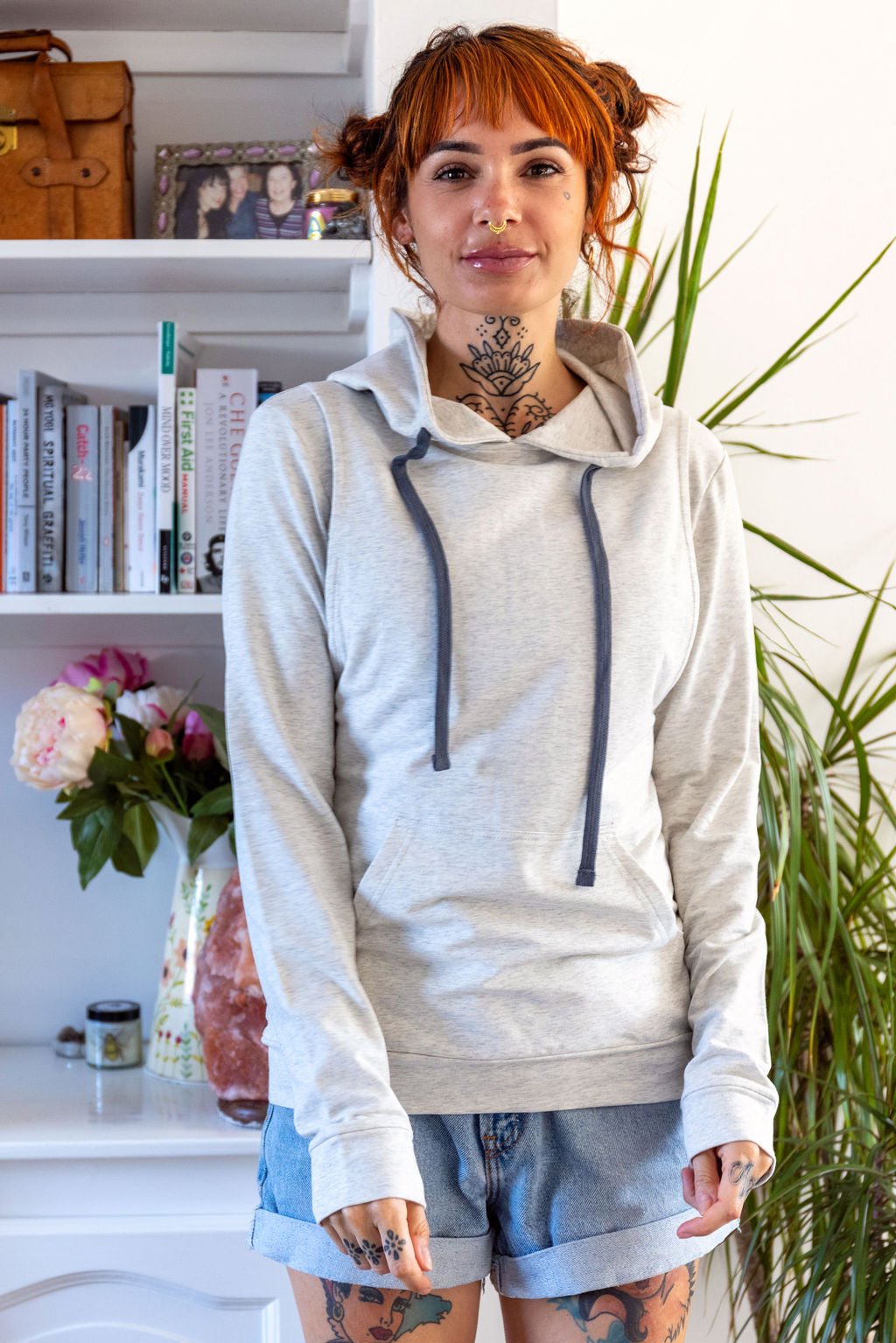 Light Grey Breastfeeding Hoodie - Stylish Mum