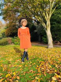 Orla Orange Breastfeeding Skater Dress - Stylish Mum