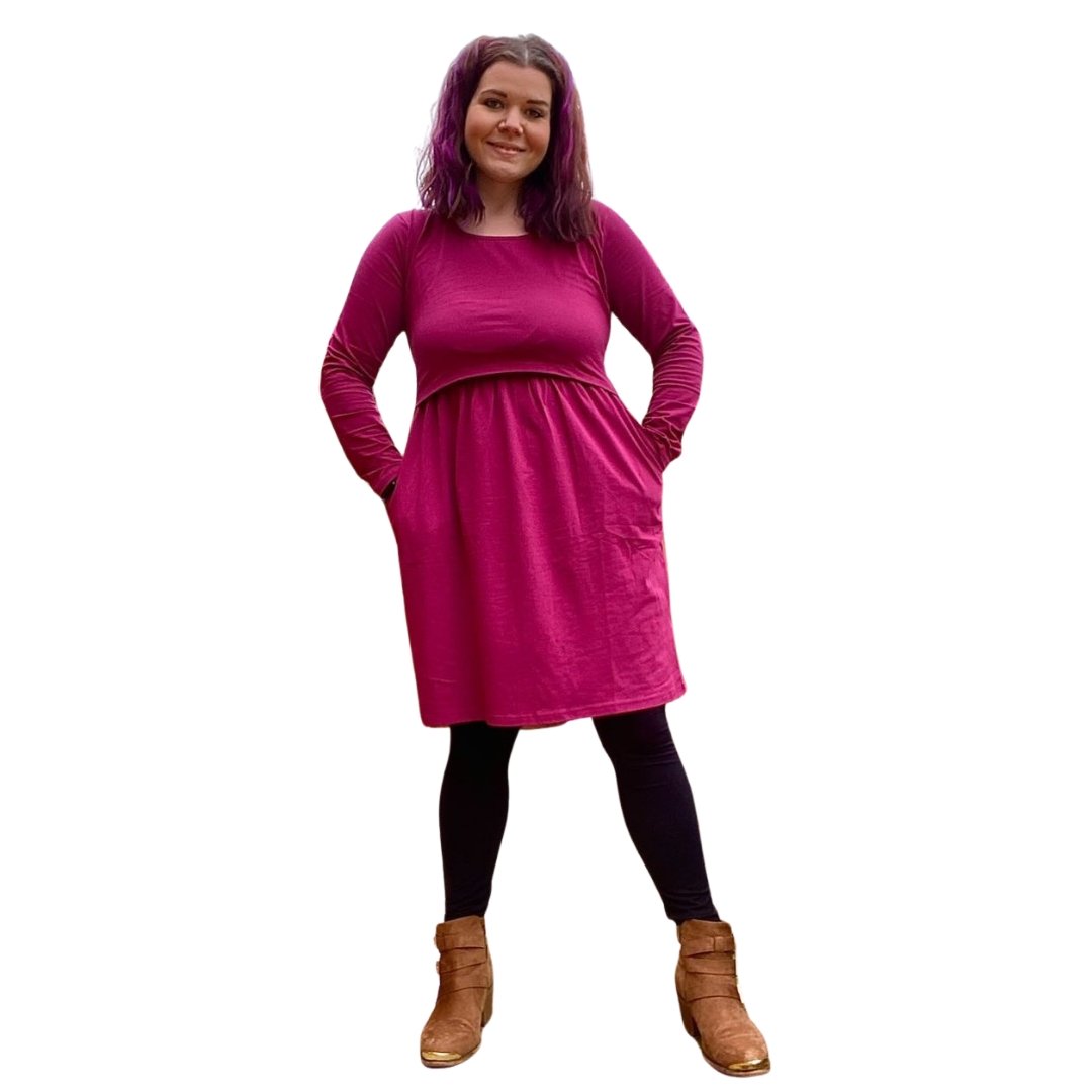 Pippa Purple Breastfeeding Skater Dress - Stylish Mum or nursing dresses UK