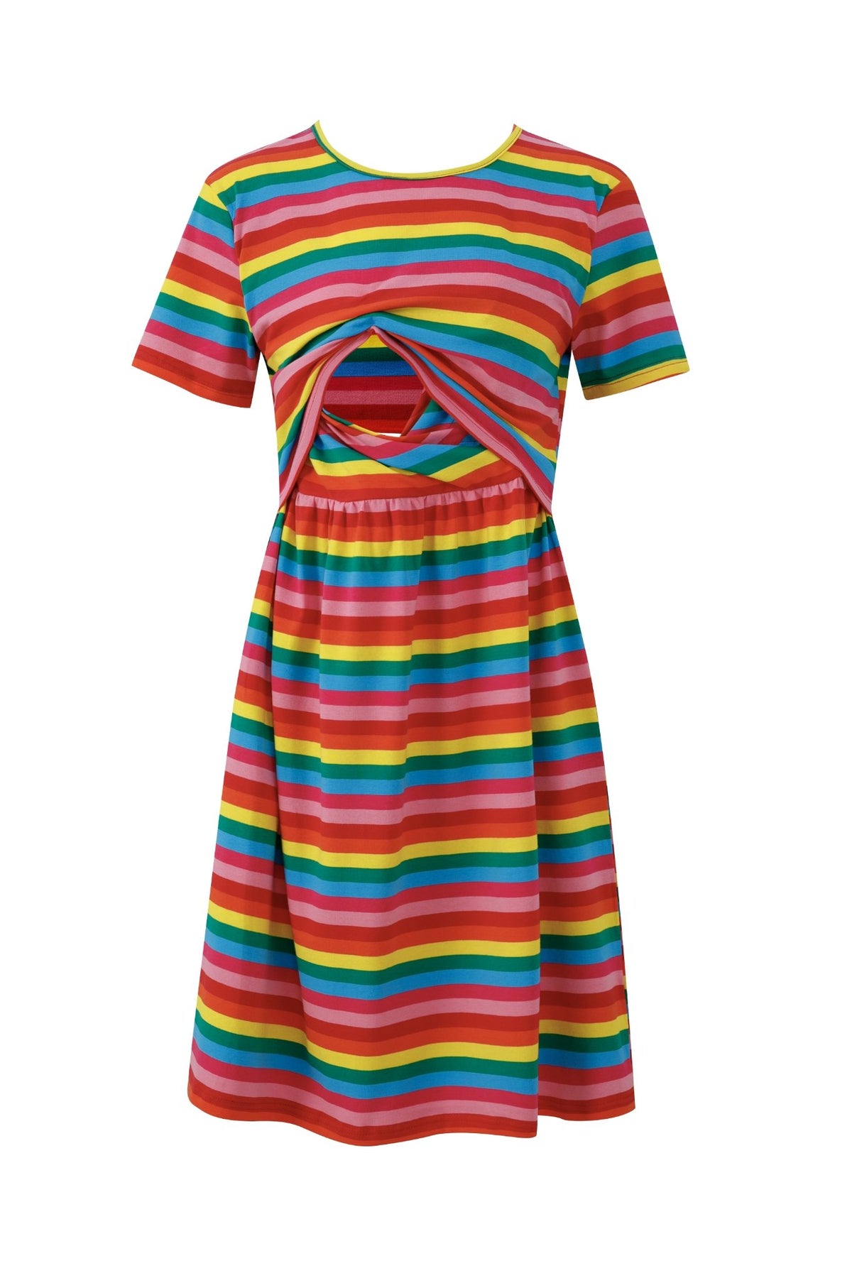 Rainbow Breastfeeding Skater Dress - Stylish Mum