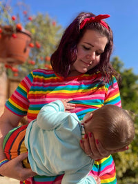 Rainbow Breastfeeding Skater Dress - Stylish Mum