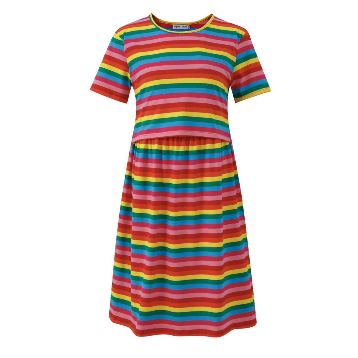 Rainbow Breastfeeding Skater Dress - Stylish Mum for nursing dresses UK