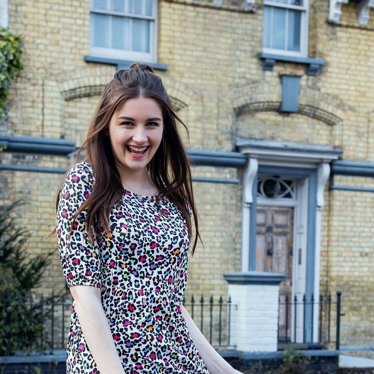 Rainbow Leopard Midi Breastfeeding Dress - Stylish Mum