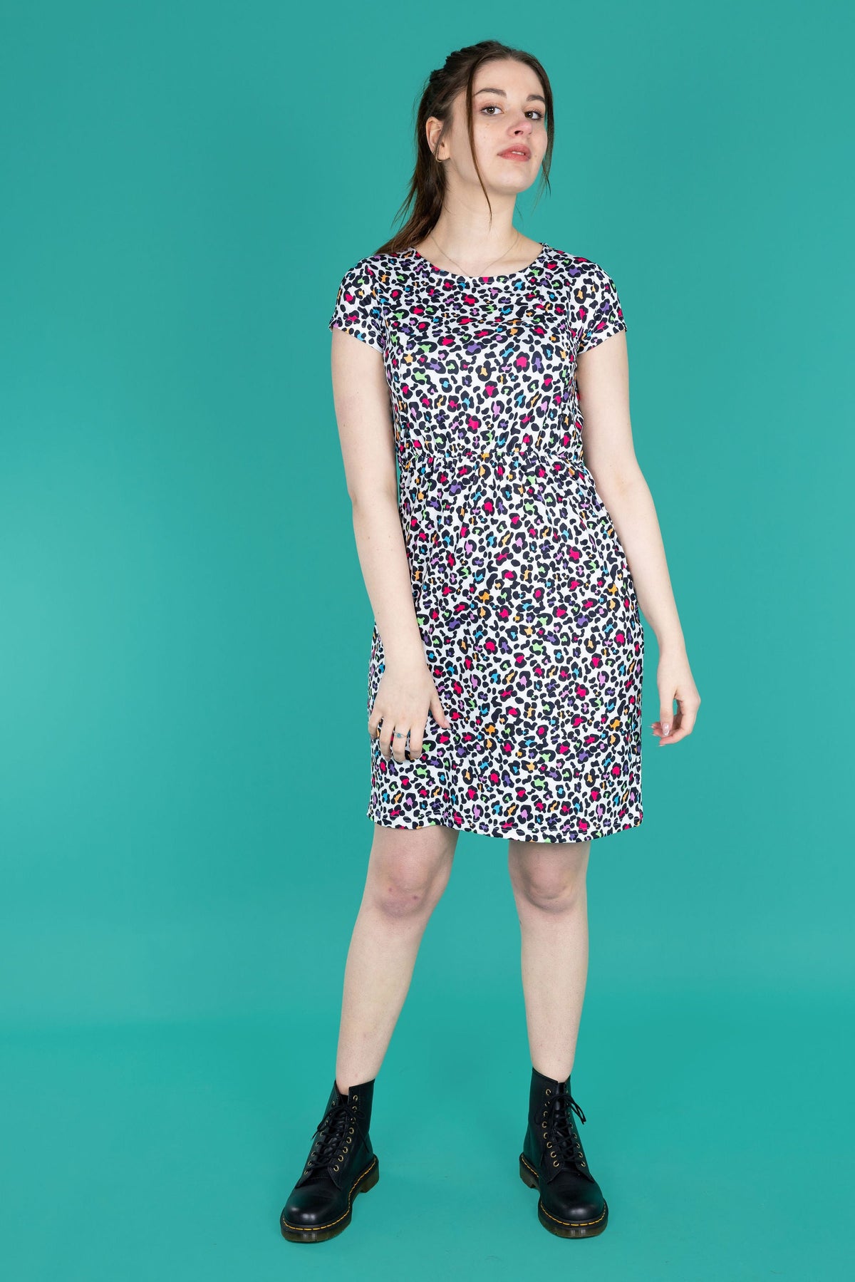 Ruby Rainbow Leopard Breastfeeding Dress - Stylish Mum