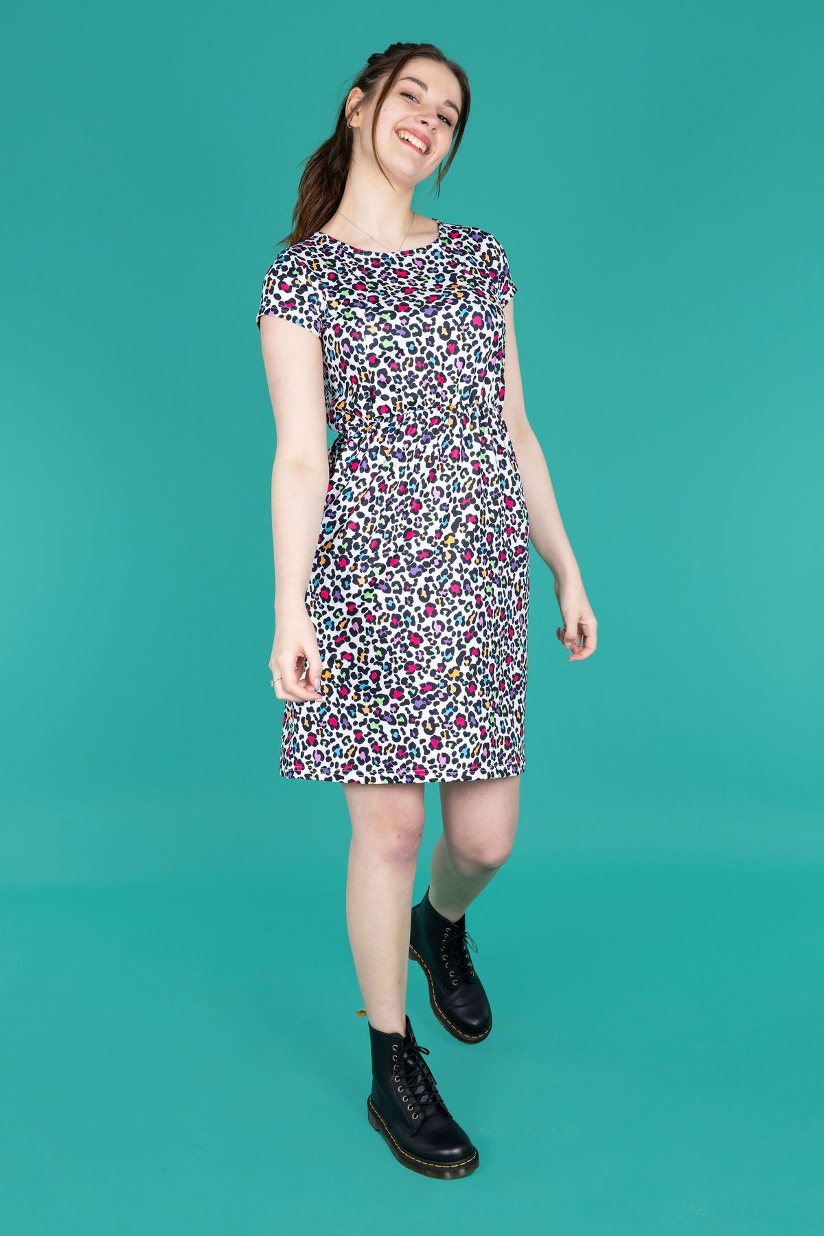 Ruby Rainbow Leopard Breastfeeding Dress - Stylish Mum