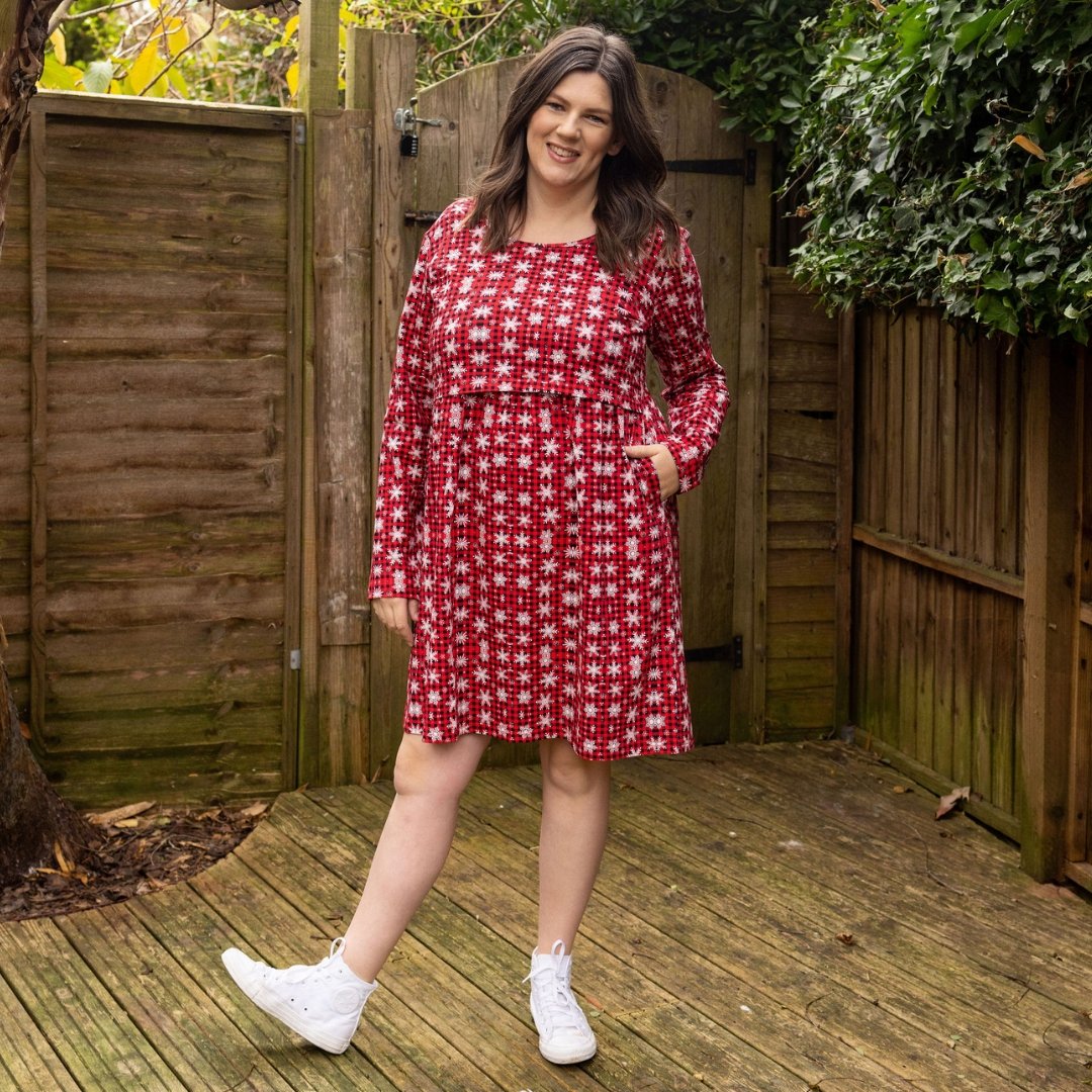 Tartan Breastfeeding Skater Dress - Stylish Mum