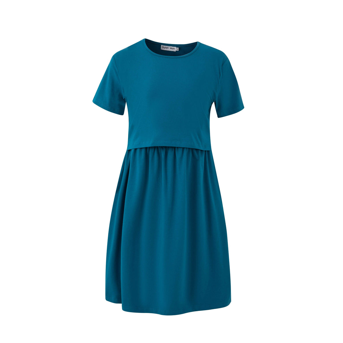 Tracy Teal Breastfeeding Skater Dress - Stylish Mum