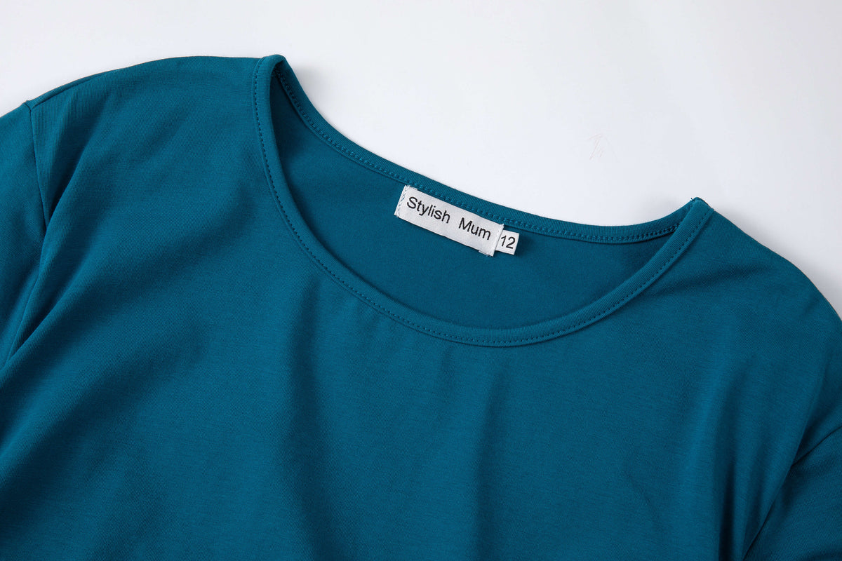 Tracy Teal Breastfeeding Skater Dress - Stylish Mum