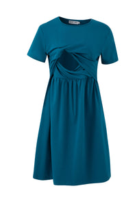 Tracy Teal Breastfeeding Skater Dress - Stylish Mum