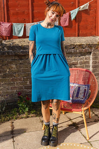 Tracy Teal Breastfeeding Skater Dress - Stylish Mum